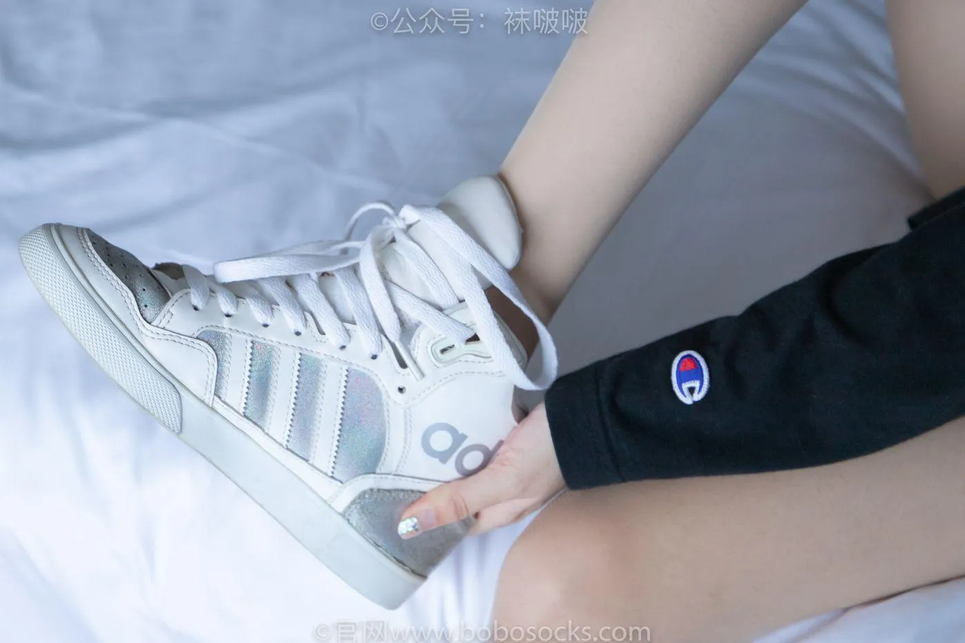 [BoBoSocks袜啵啵]NO.015 稚予-阿迪板鞋、白色短棉袜、肉丝 [135P]插图9